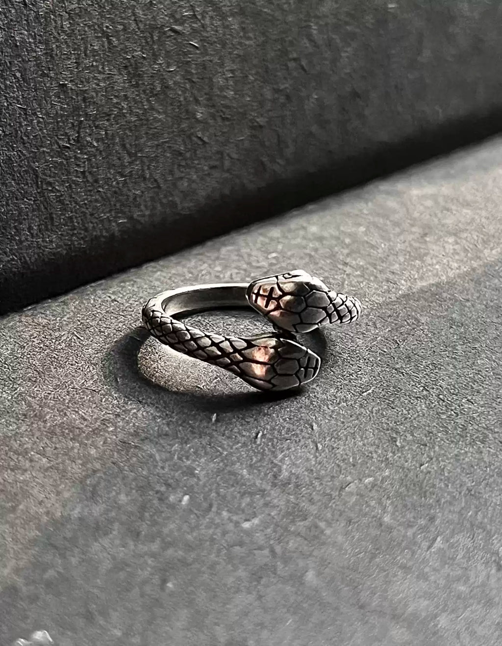 Twin Serpent Silver-Plated Adjustable Ring