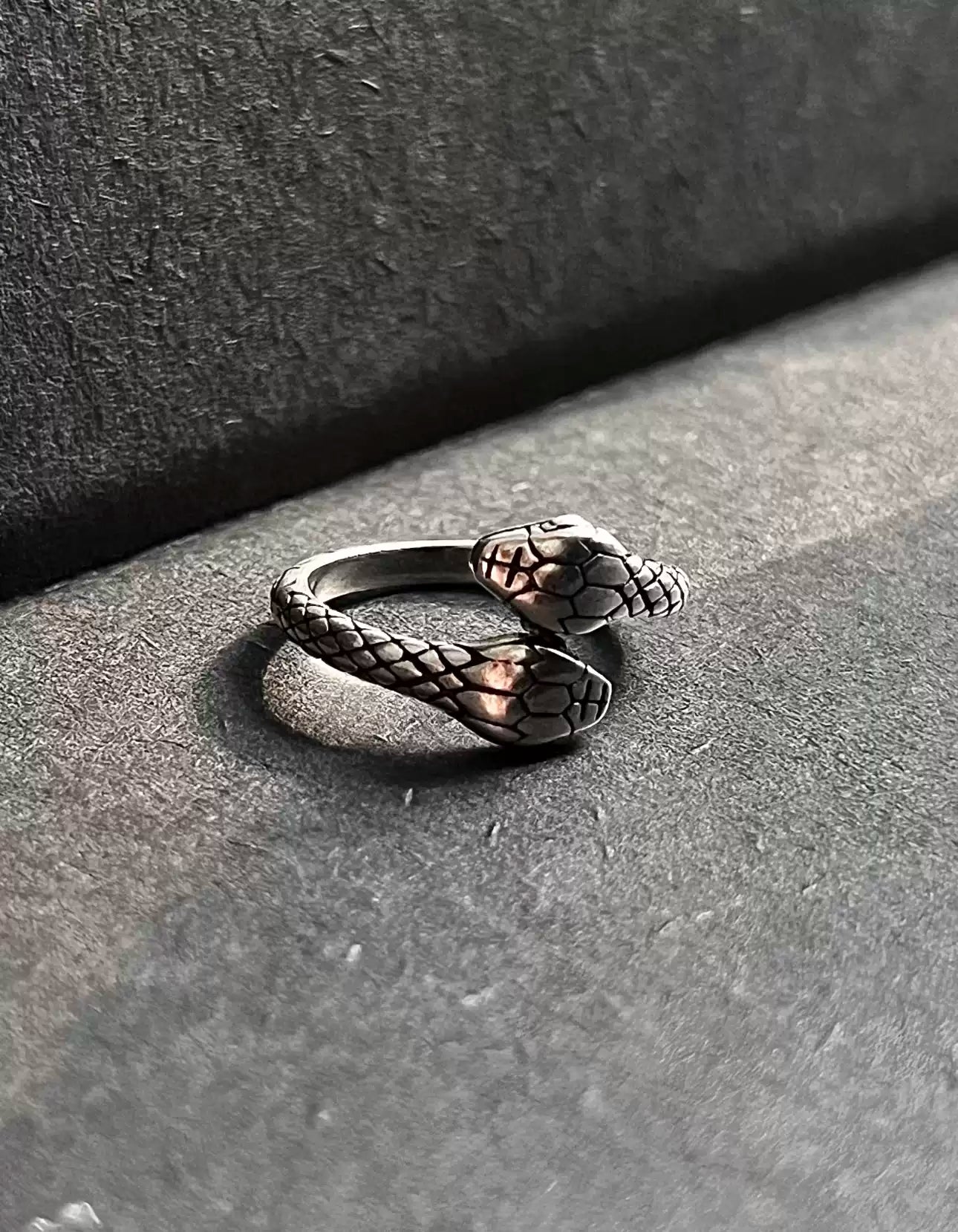 Twin Serpent Silver-Plated Adjustable Ring