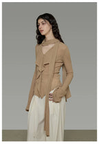 V-Neck Tie Detail Minimalist Knit Top