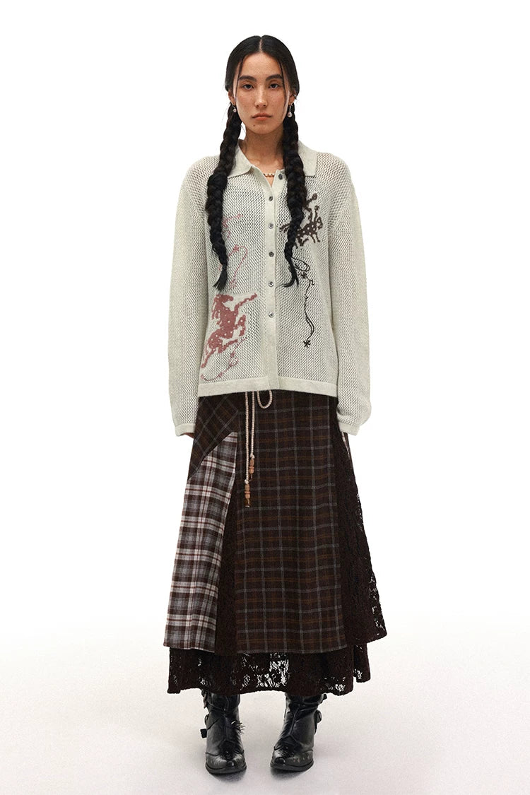 Horse Year Floral Jacquard Knit Cardigan