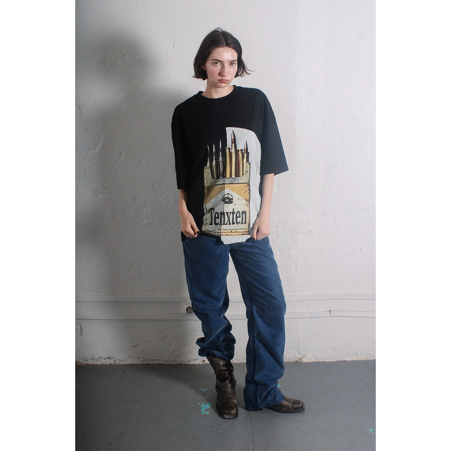 TENXTEN Patchwork Retro Ammo Box Print T-Shirt