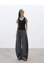 Loose Sun-Protective Cool Pants with Elastic Waist – Curved Casual Trousers