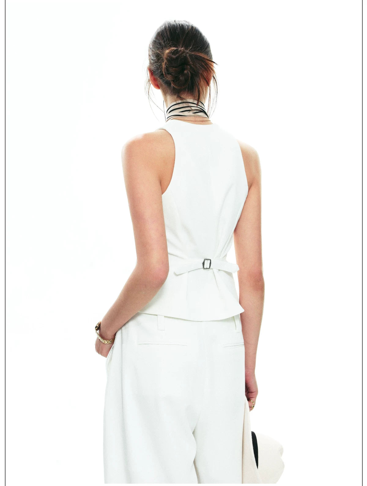 French-Inspired V-Neck Sleeveless Fitted Vest