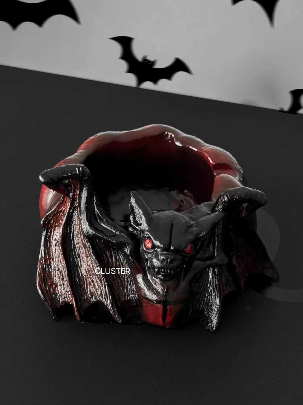 Gothic Red & Black Skull Ashtray