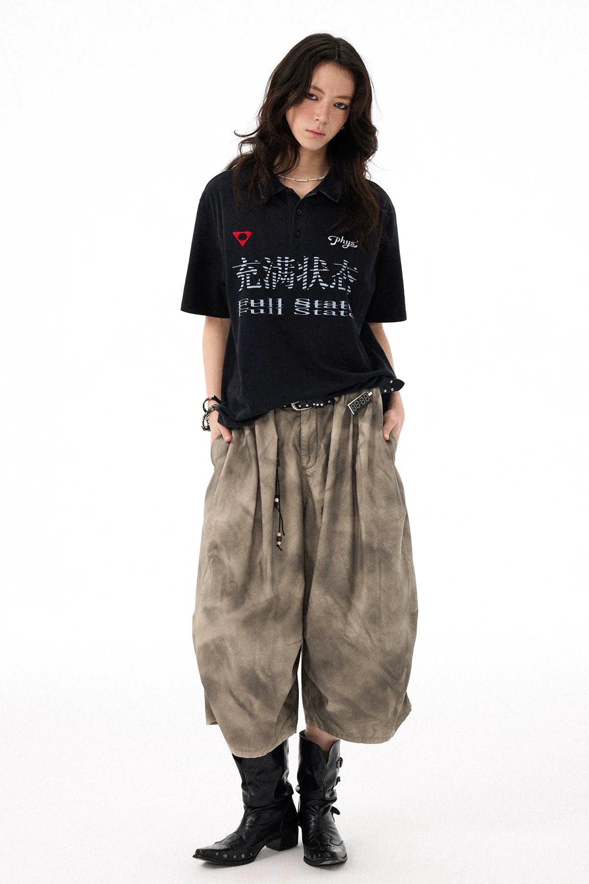 Washed Distressed Crinkled Elastic Waist Cropped Shorts Secondary image