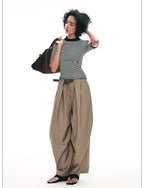 Tencel Knit Slim-Fit Short Sleeve Top with Mock Neck