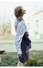 Purple Petal-Shaped High-Waist Loose Shorts