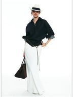 French-Inspired Slim-Fit Cropped Denim Shirt