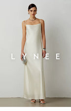Silky Acetate Satin Slip Dress-Dress Length (Extended)