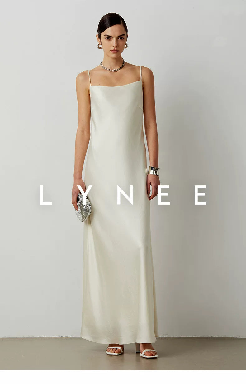 Silky Acetate Satin Slip Dress-Dress Length (Extended)
