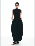 French-Inspired Slim-Fit Sleeveless Twist Top Set