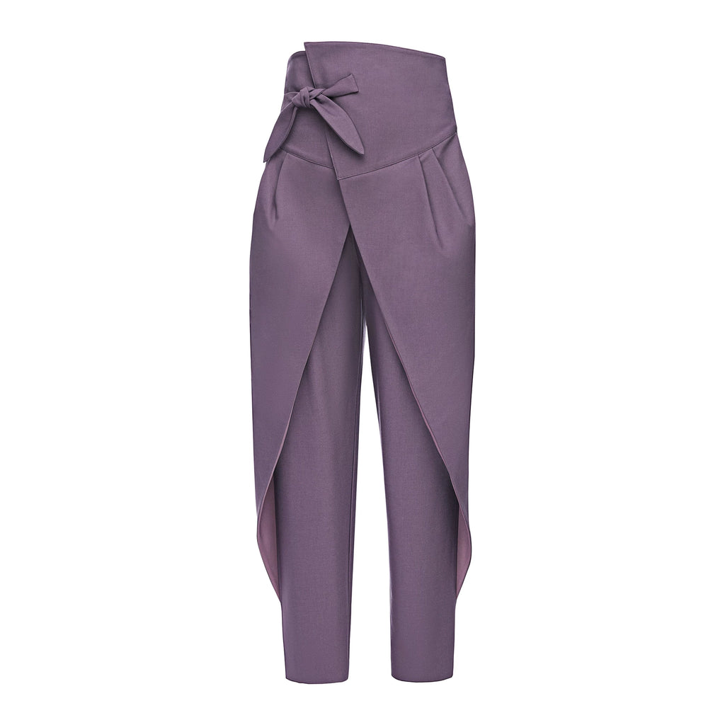 Vintage High-Waist Asymmetric Tulip Tapered Cropped Pants