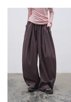 Loose Casual Balloon Pants with Elastic Waist and Pleats