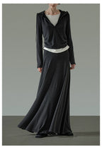 Spring Loose-Fit Slim Flowy Maxi Skirt