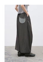 Loose Washed Texture Color-Block Carrot Casual Pants