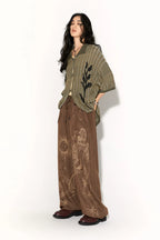 Retro Sun Print Loose Fit Casual Pants – Breathable Spring/Summer Trousers