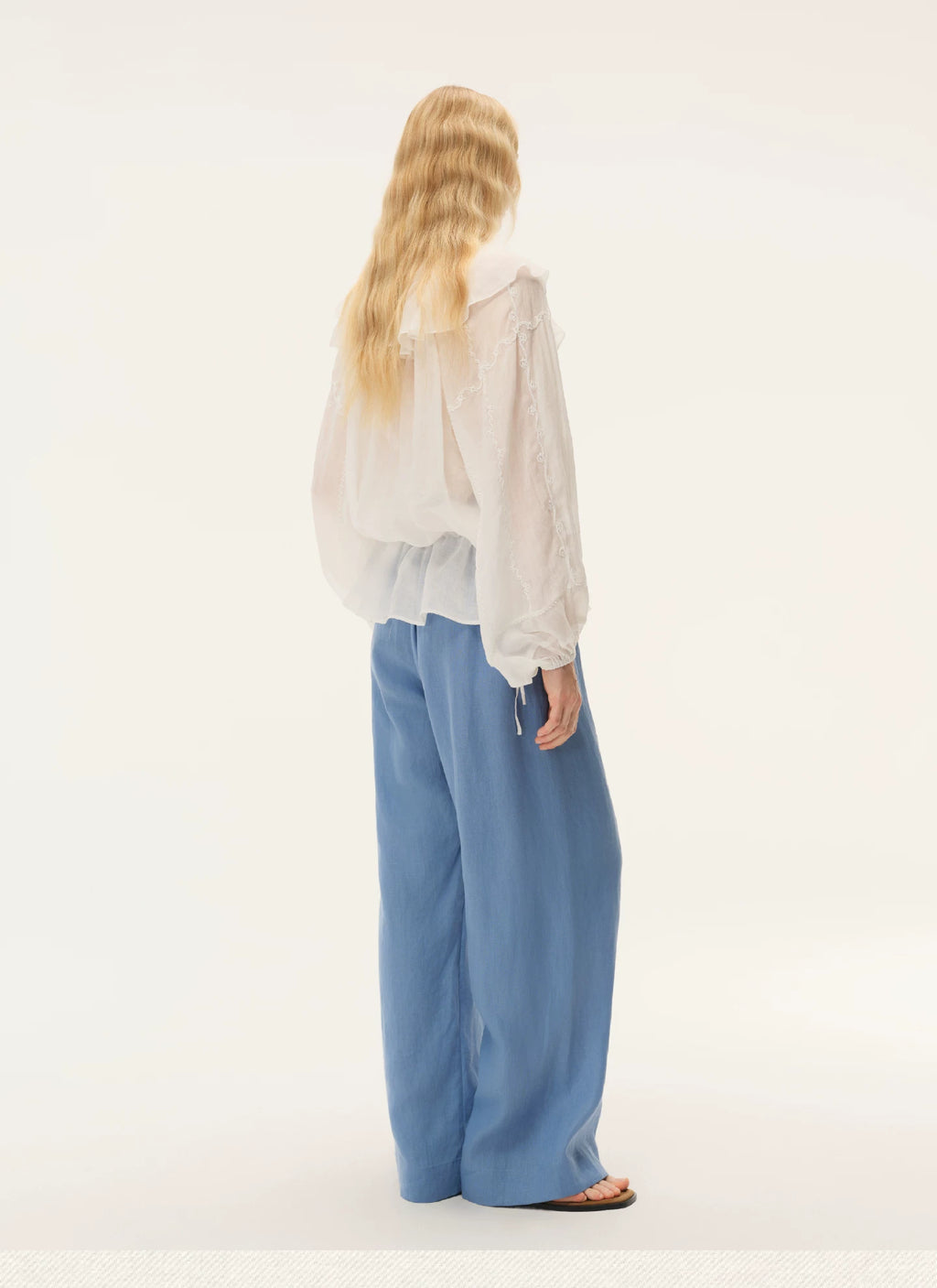 Embroidered Ruffle Collar Blouse