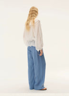 Embroidered Ruffle Collar Blouse