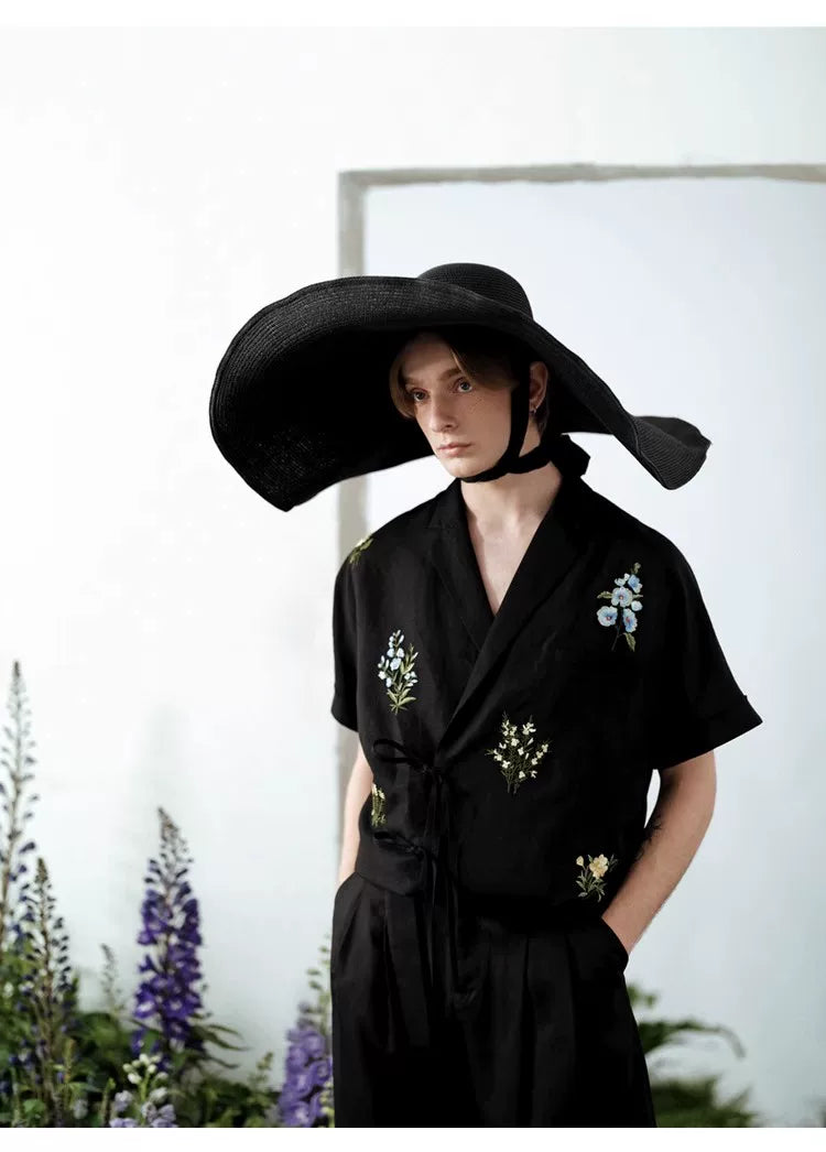 Botanical Embroidered Oversized Shirt