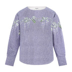 Wisteria Embroidered Loose Off-Shoulder Long Sleeve Shirt