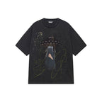 Alien UFO Pig Graphic Short Sleeve T-Shirt