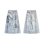 Reversible Alien Futuristic Print Chiffon Mesh Skirt