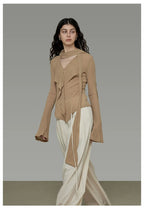 V-Neck Tie Detail Minimalist Knit Top