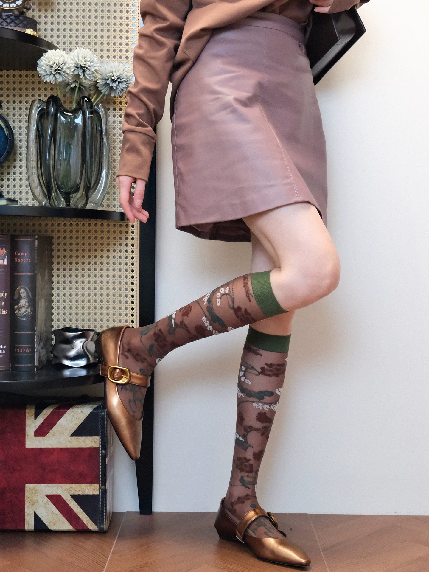 French Vintage Sheer Crew Socks Secondary image