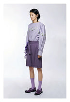 Purple Petal-Shaped High-Waist Loose Shorts