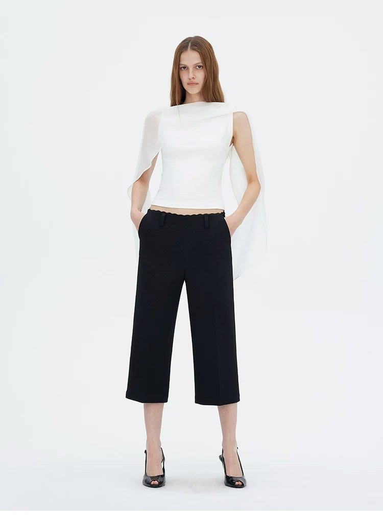 French Sheer Shawl Off-Shoulder Backless Top