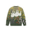 Handmade Plush Gradient Sweater with Goose Appliqué and Floral Embroidery
