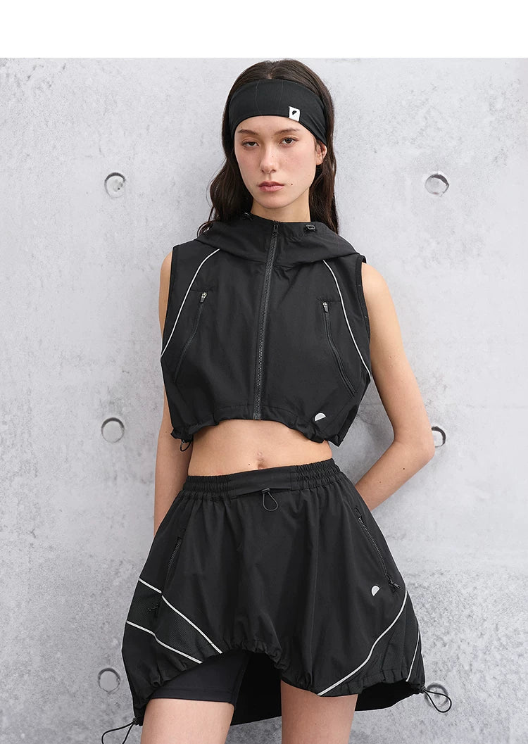 Women’s Elastic Waist Two-in-One Peplum Skort