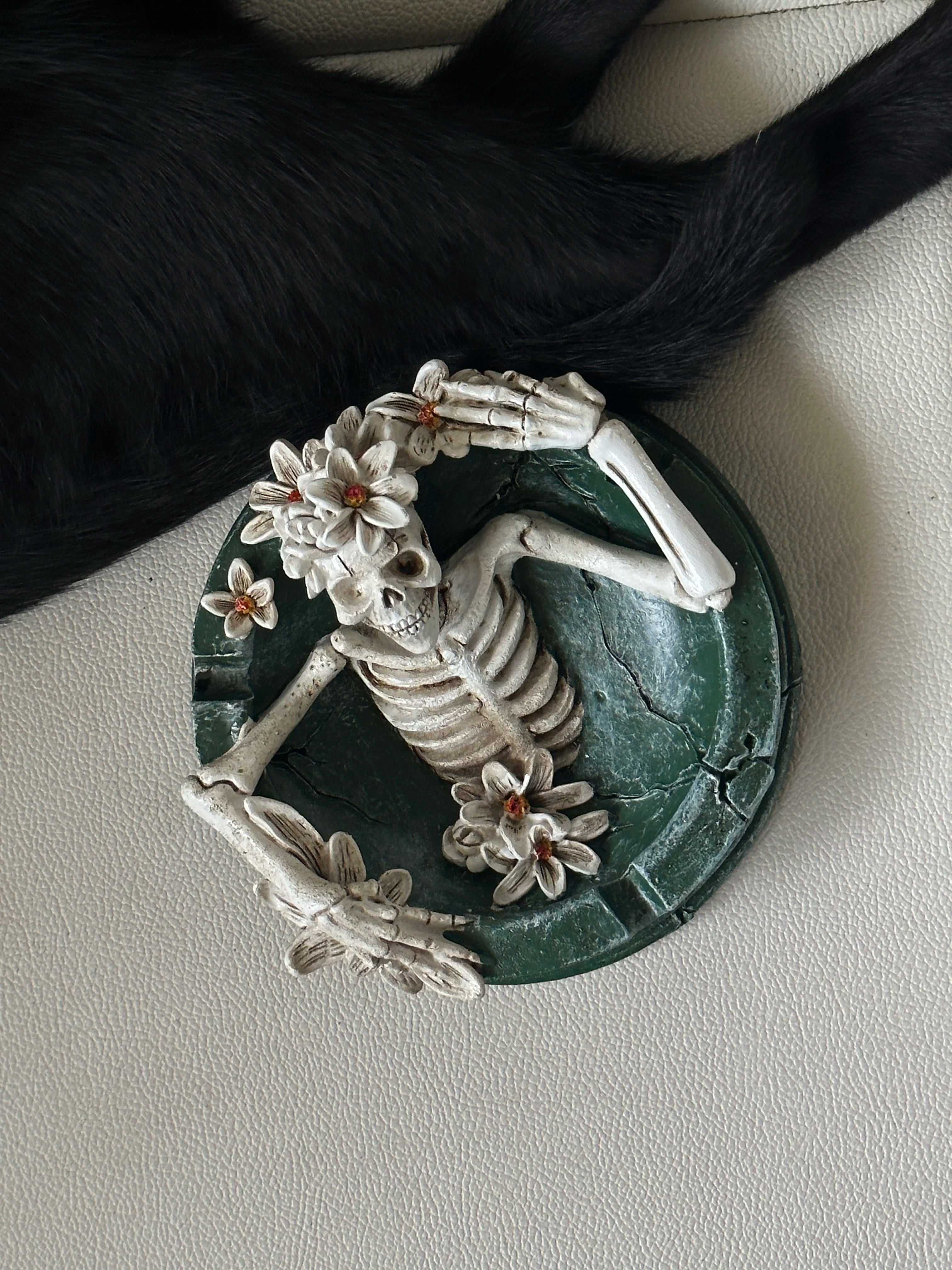 Gothic Punk Reclining Skeleton Ashtray