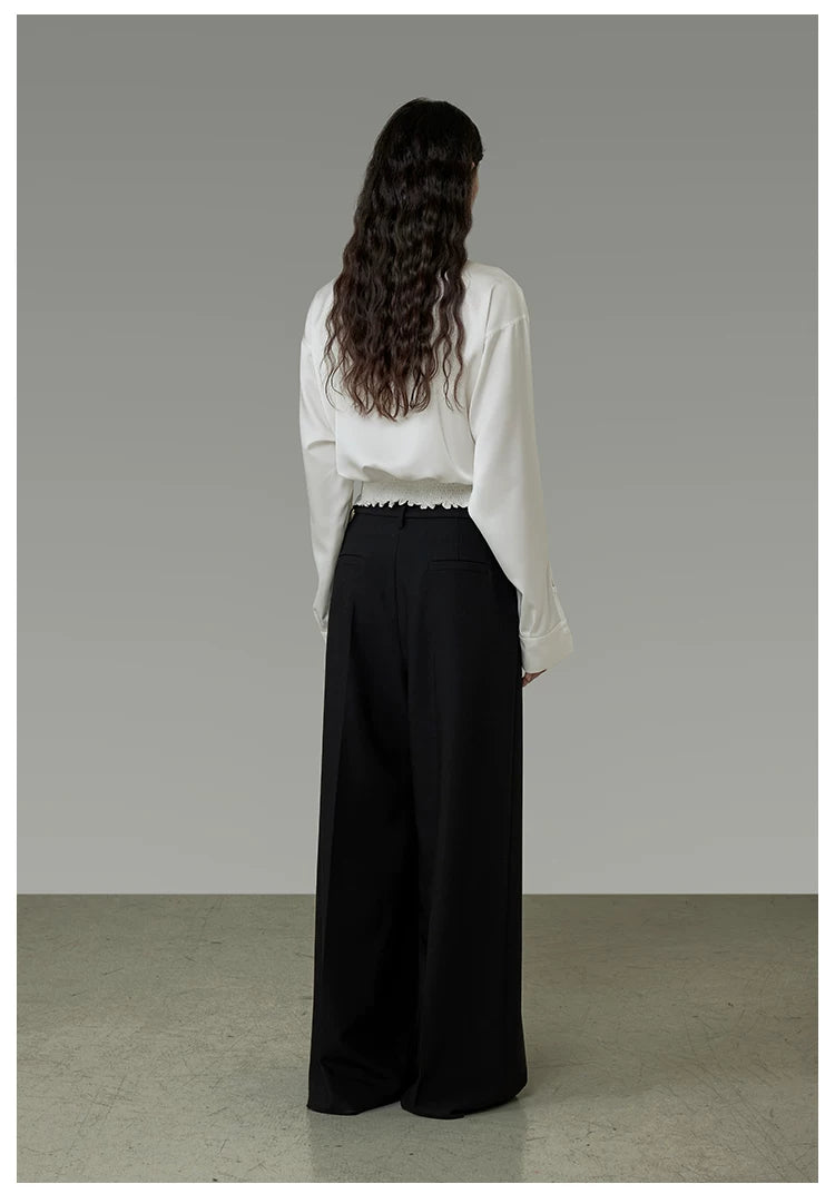 French-Inspired Satin V-Neck Twist Knot Blouse
