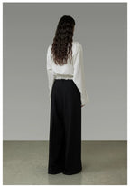 French-Inspired Satin V-Neck Twist Knot Blouse