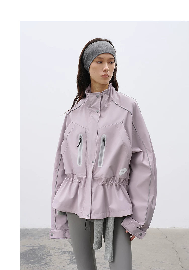 Relaxed Fit Stand Collar Boxy Lightweight Outdoor Jacket – Short Cropped Style Secondary image