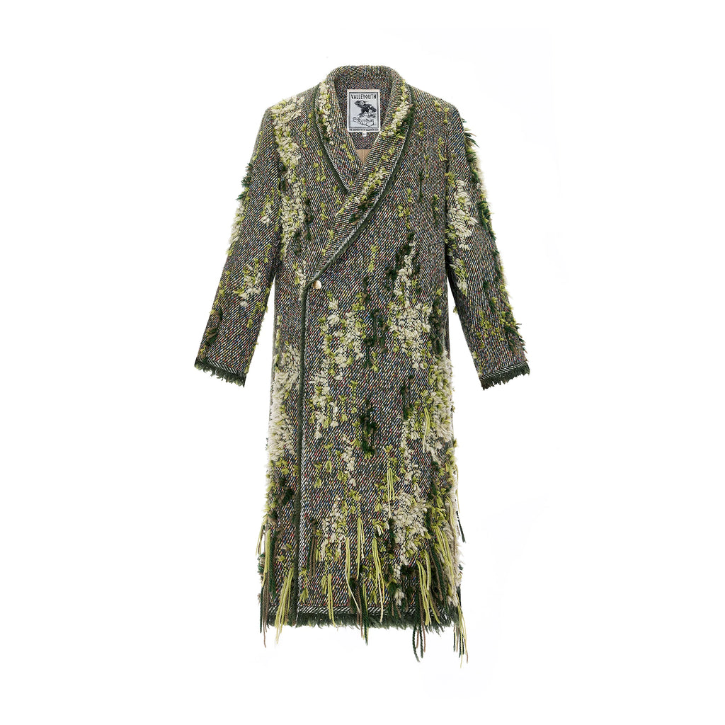 Handmade Mossy Textured Fringe Long Loose Coat