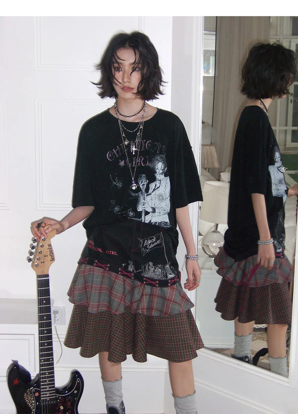 NANA Collaboration Vintage Loose Fit Printed Embroidered Short Sleeve T-Shirt
