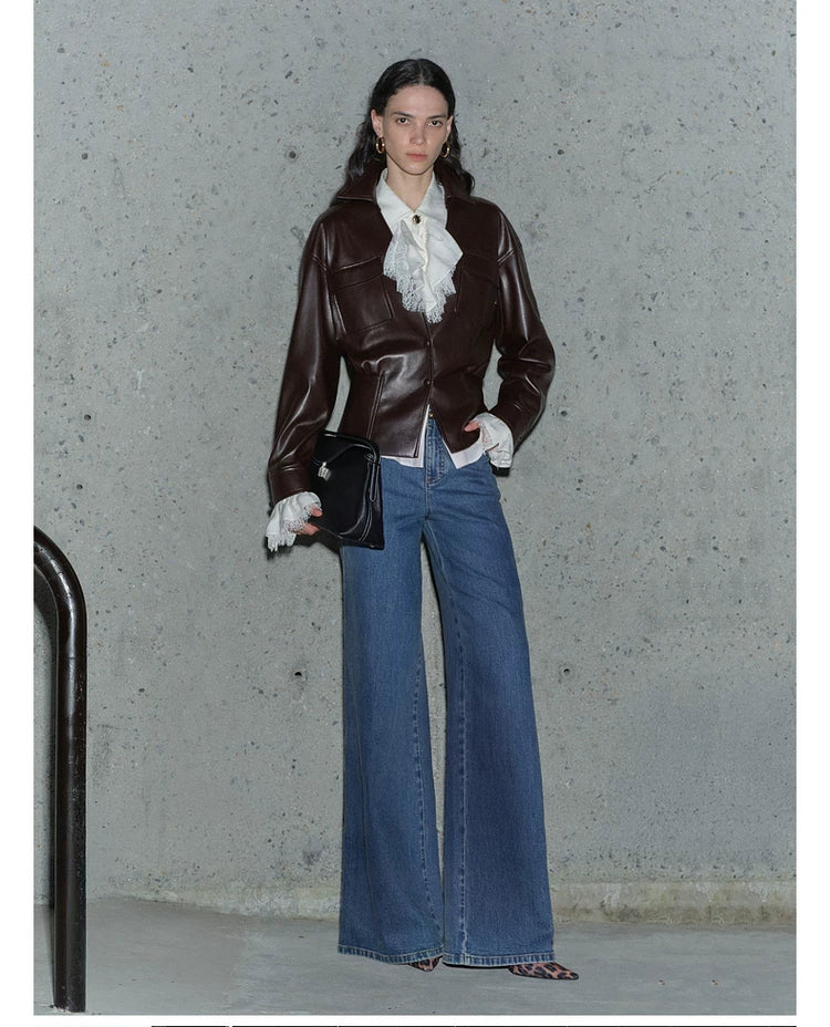 Brown Vintage Faux Leather Jacket