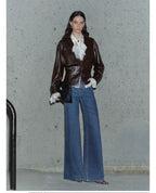 Brown Vintage Faux Leather Jacket
