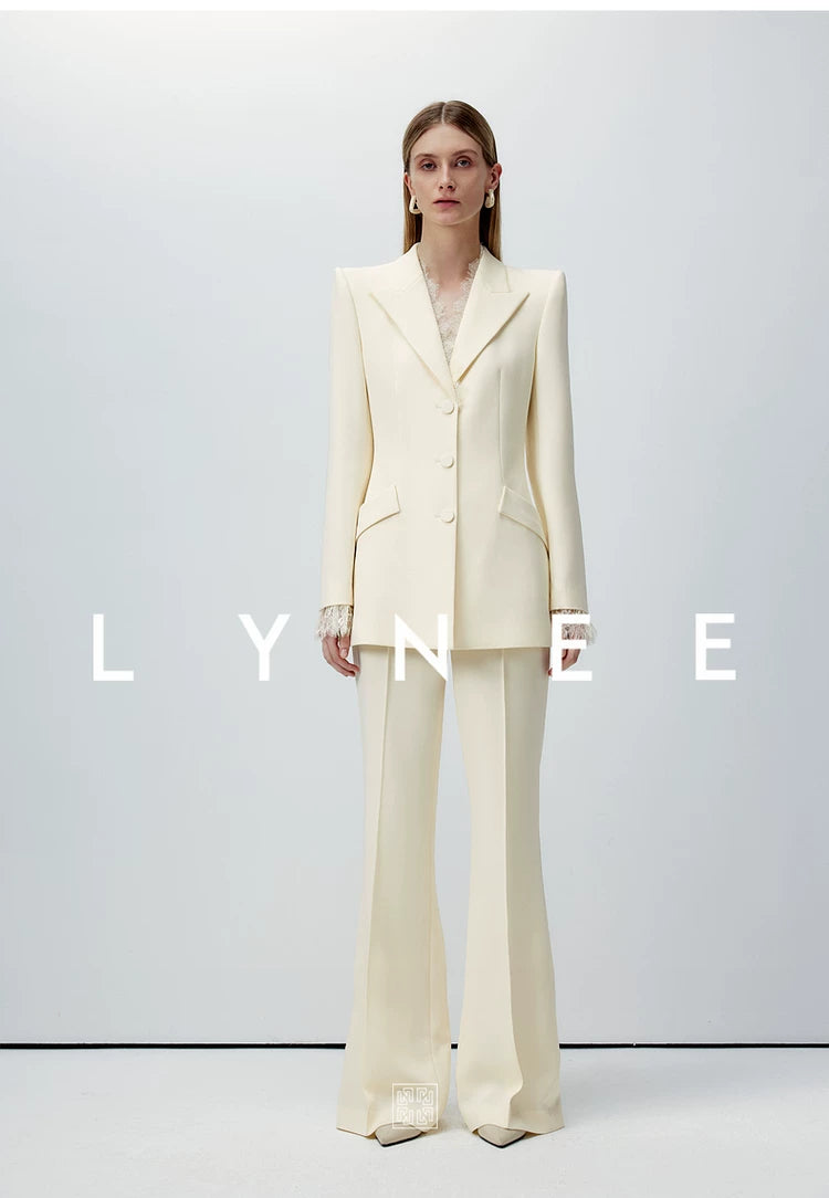 Acetate Lace Waist-Cinching Blazer