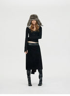 Faux Two-Piece Lace U-Neck Henley Layering Top