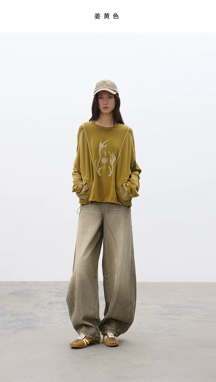 Color Block Crew Neck T-Shirt – Light Sporty Embroidered Patchwork Tee