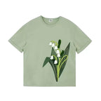Bellflower Vine Handmade Crochet Appliqué T-Shirt