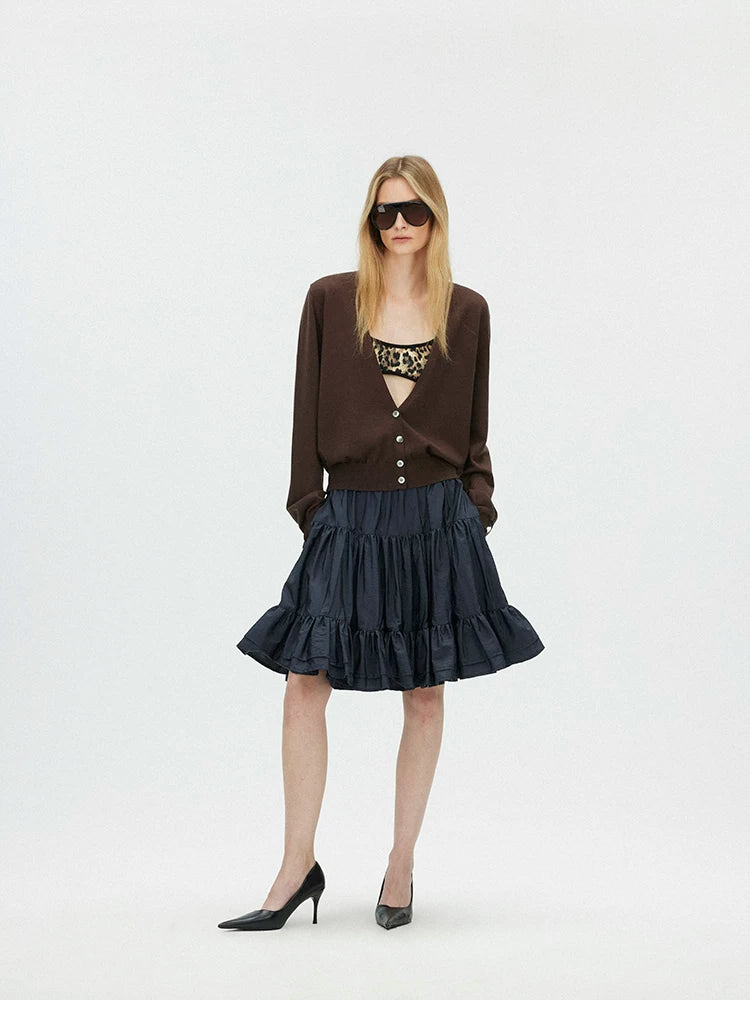 Deep V-Neck 100% Merino Wool Lightweight Cardigan