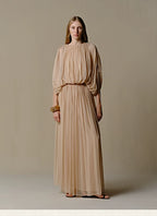 Mulberry Silk Pleated Midi Skirt