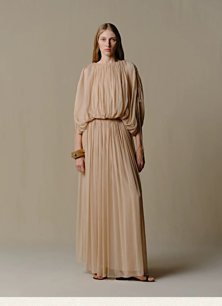 Mulberry Silk Pleated Midi Skirt