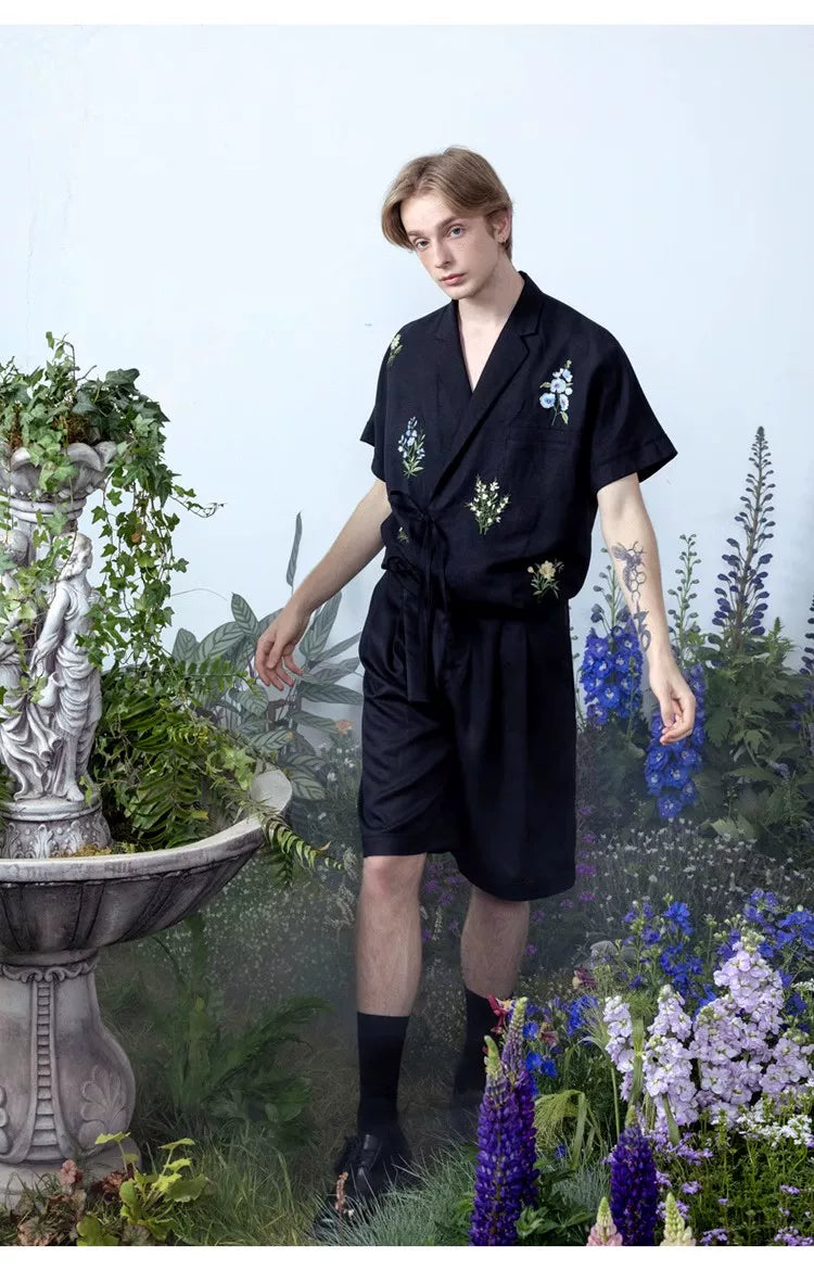Botanical Embroidered Oversized Shirt