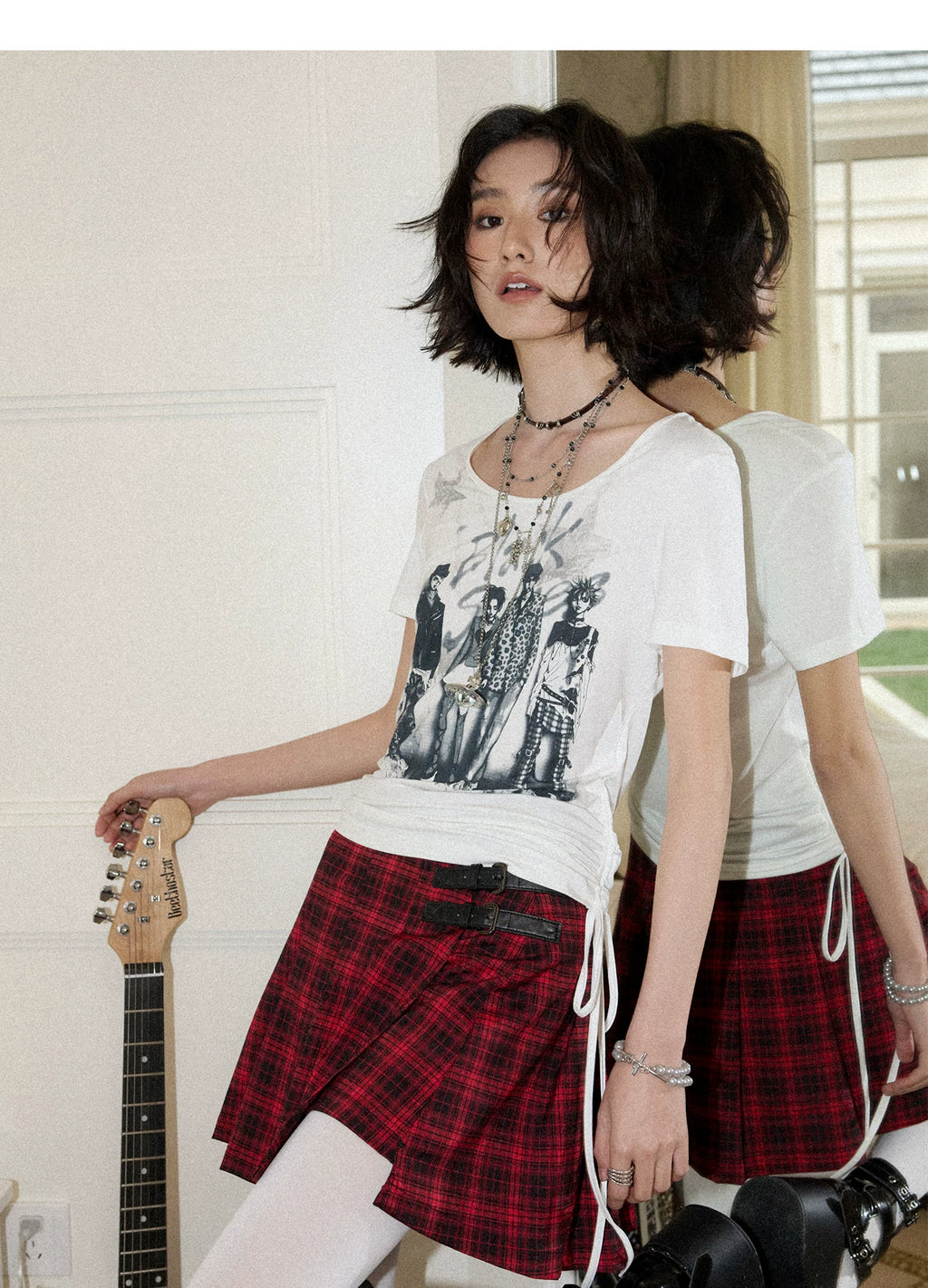 NANA Collaboration Portrait Graphic Drawstring Cropped T-Shirt