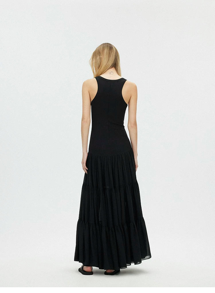 Layered Chiffon A-Line Maxi Dress